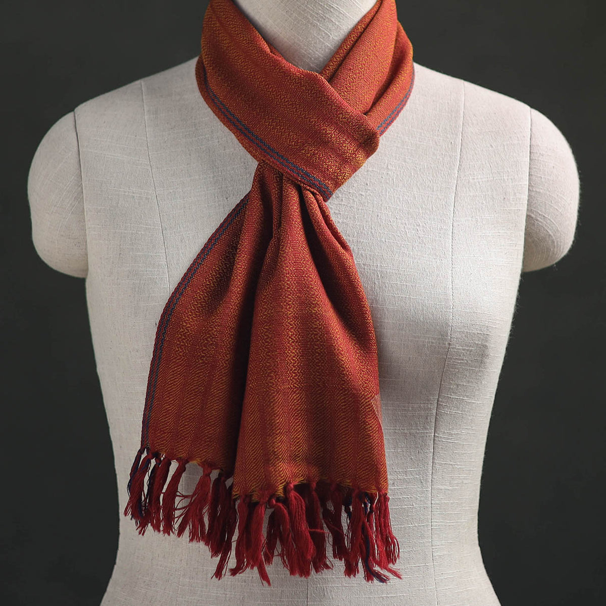 Orange - Kumaun Handwoven Pure Merino Wool Scarf 196