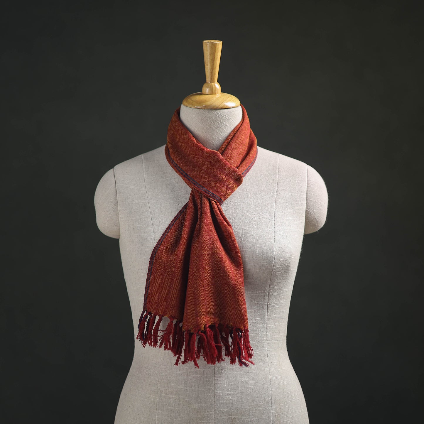 Orange - Kumaun Handwoven Pure Merino Wool Scarf 196