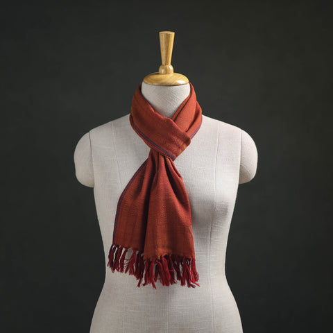 Orange - Kumaun Handwoven Pure Merino Wool Scarf 196