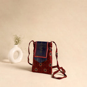 Traditional Kutch Mashru Silk Leather Flap Sling Bag 59