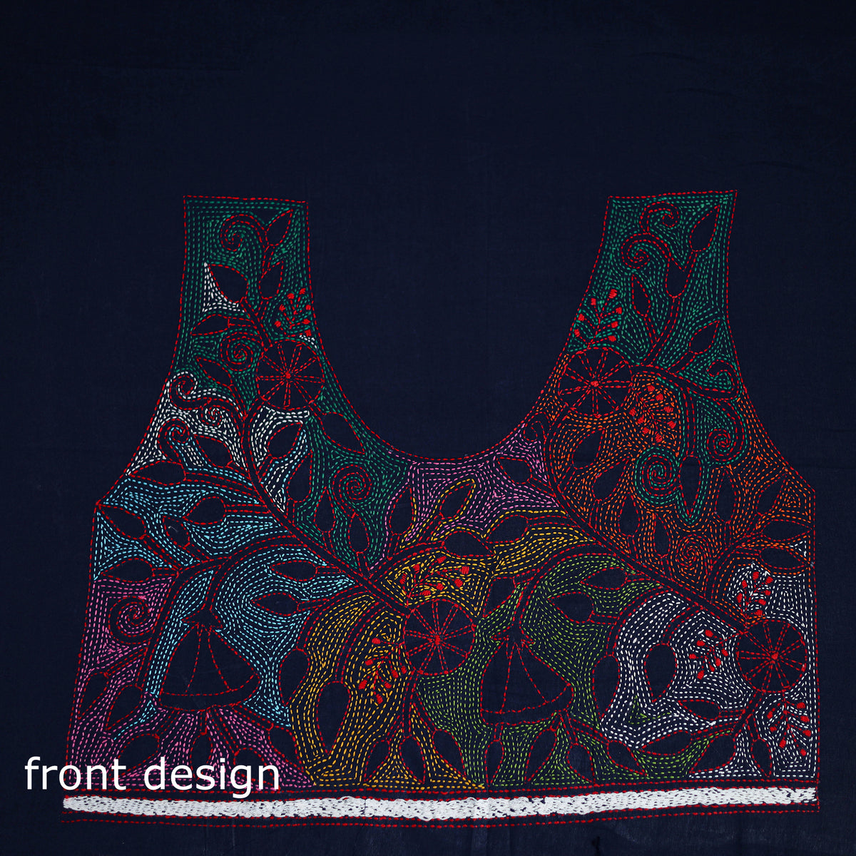Bengal Kantha Hand Embroidered Cotton Blouse Piece 39