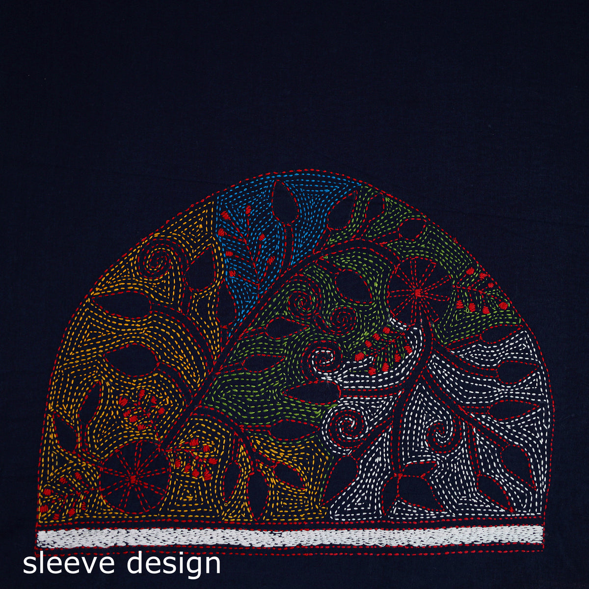 Bengal Kantha Hand Embroidered Cotton Blouse Piece 39