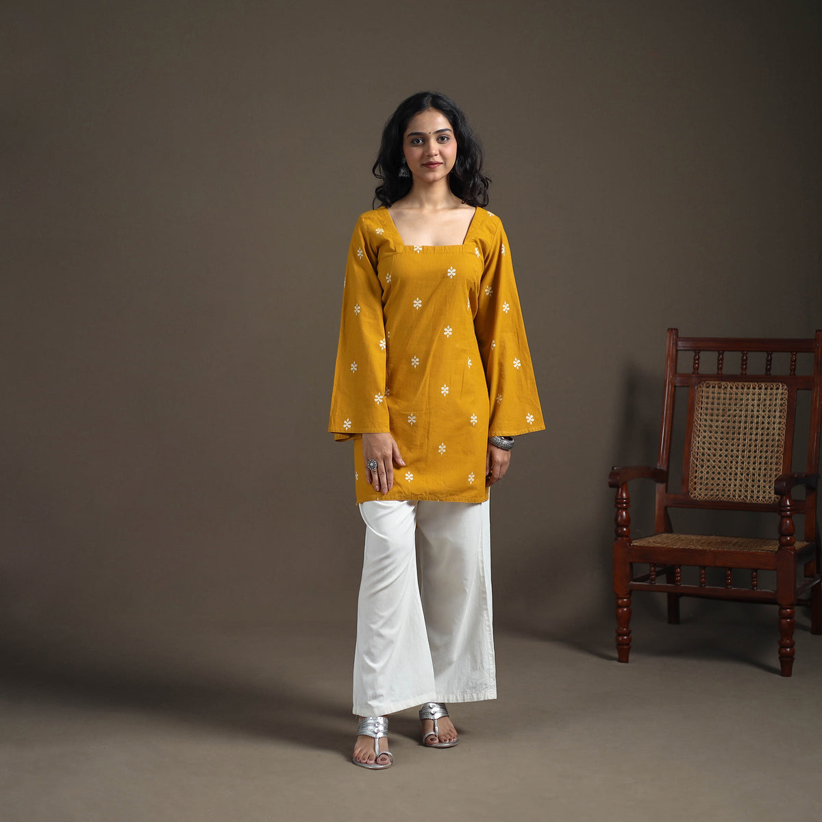 Jacquard Cotton Short Kurta for Women 35
