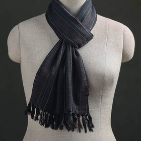 Black - Kumaun Handwoven Pure Merino Wool Scarf 198