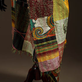Bengal Hand Embroidery Patchwork Reversible Silk Kantha Dupatta 41