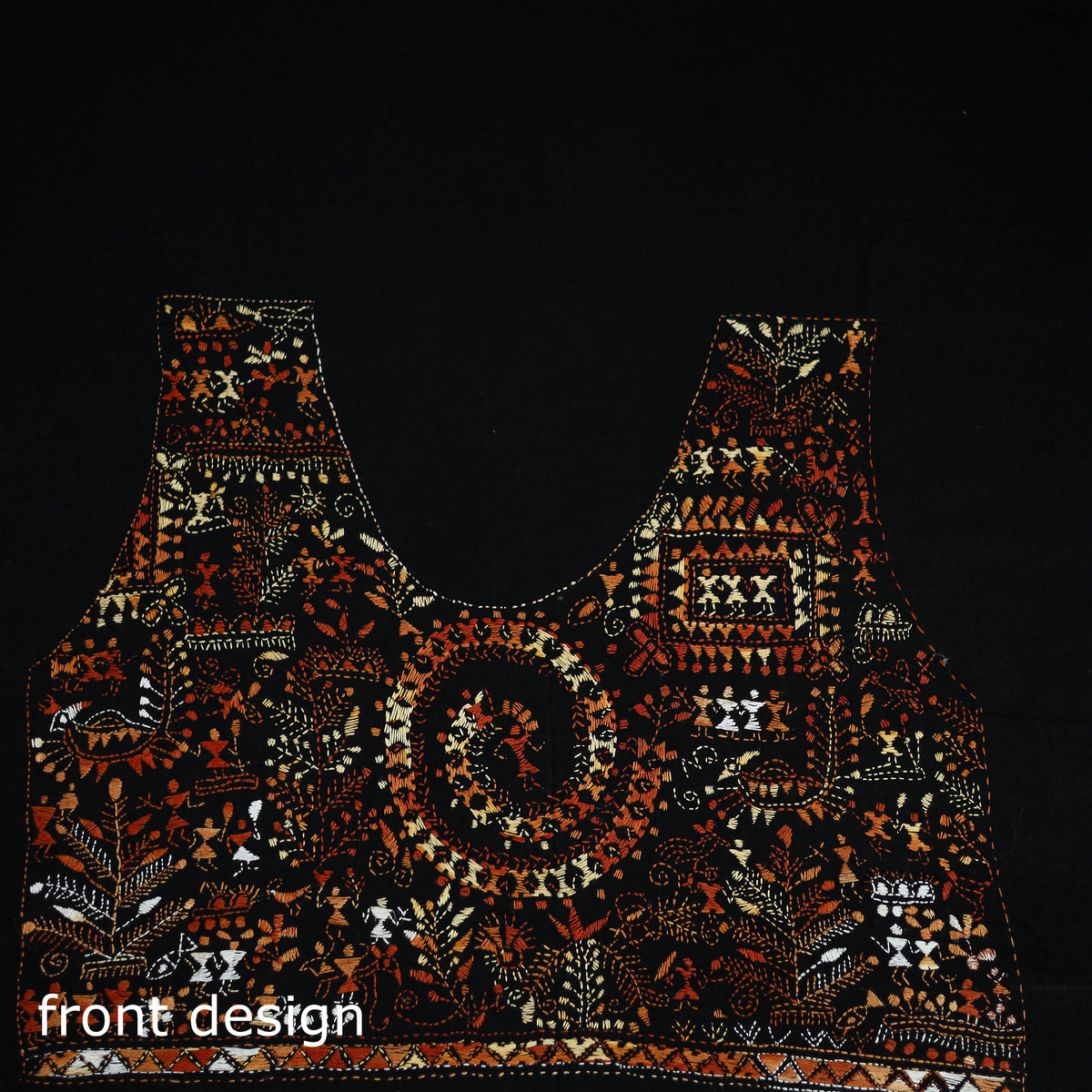 Bengal Kantha Hand Embroidered Cotton Blouse Piece 38