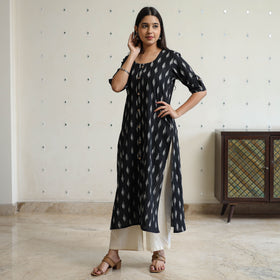 Buy Pochampally Ikat Weave Cotton Long Straight Kurta 37 Online at iTokri.com