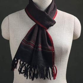Black - Kumaun Handwoven Pure Merino Wool Scarf 199