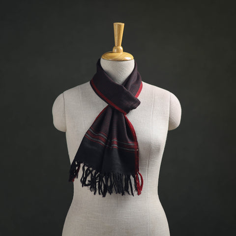 Black - Kumaun Handwoven Pure Merino Wool Scarf 199