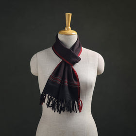 Black - Kumaun Handwoven Pure Merino Wool Scarf 199