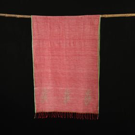 Pink - Burdwan Jamdani Handloom Cotton Stole with Tassels 18