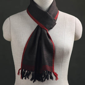 Black - Kumaun Handwoven Pure Merino Wool Scarf 200