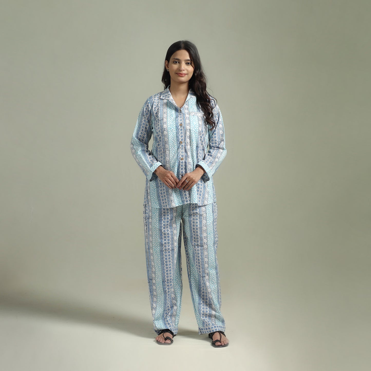 Sanganeri Floral Printed Cotton Night Suit for Women 20