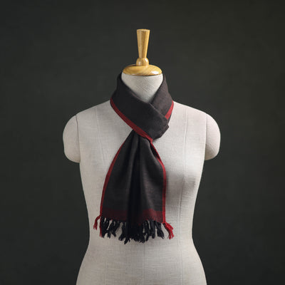 Black - Kumaun Handwoven Pure Merino Wool Scarf 200