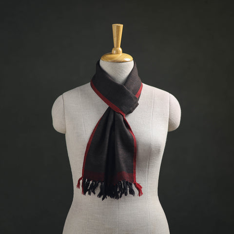 Black - Kumaun Handwoven Pure Merino Wool Scarf 200