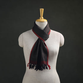 Black - Kumaun Handwoven Pure Merino Wool Scarf 200
