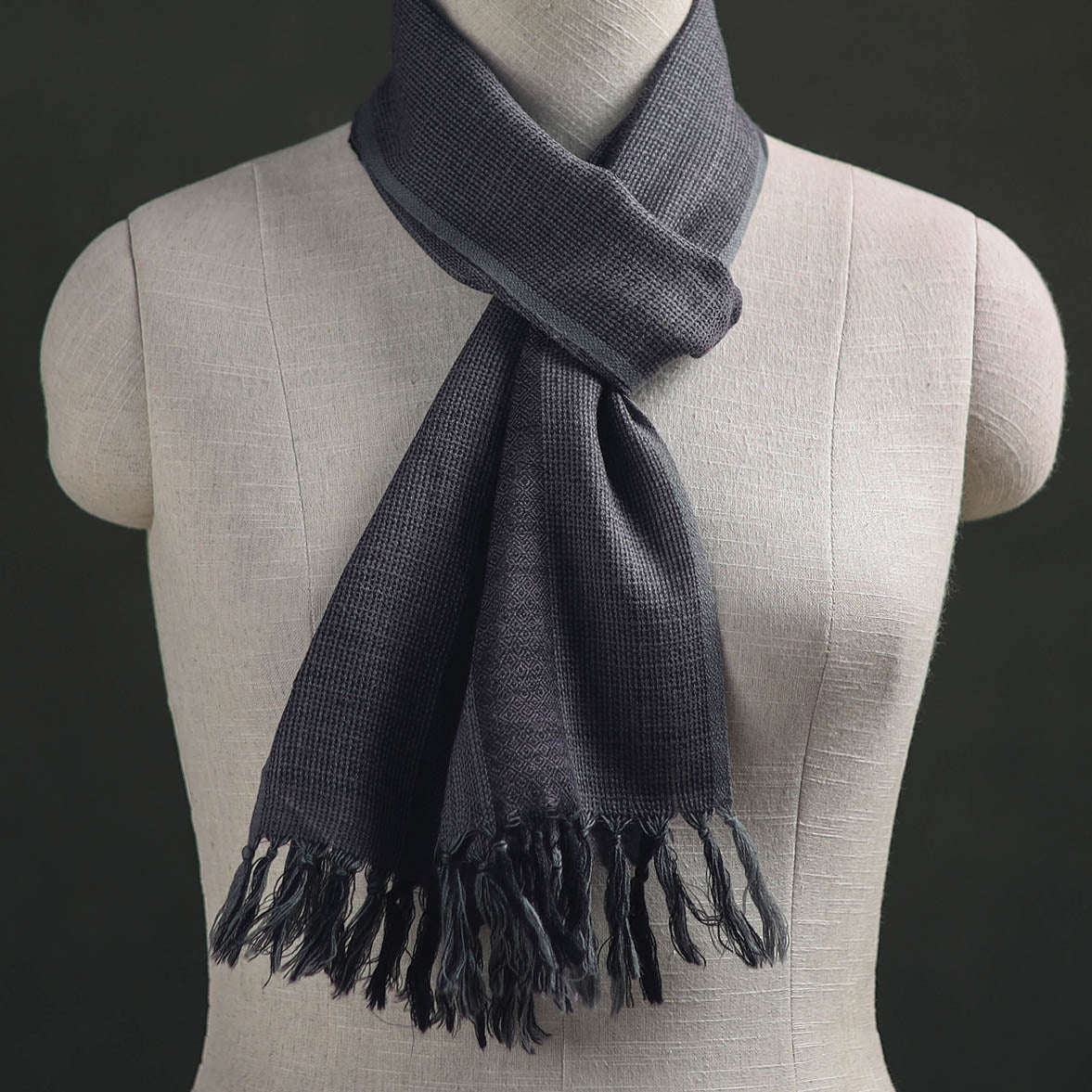 Grey - Kumaun Handwoven Pure Merino Wool Scarf 201