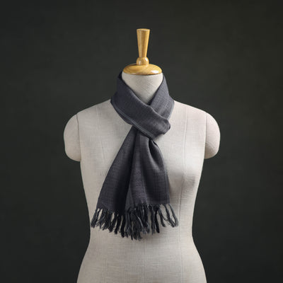 Grey - Kumaun Handwoven Pure Merino Wool Scarf 201