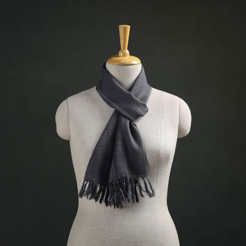 Grey - Kumaun Handwoven Pure Merino Wool Scarf 201