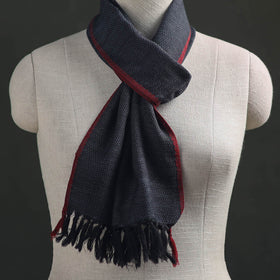 Black - Kumaun Handwoven Pure Merino Wool Scarf 202