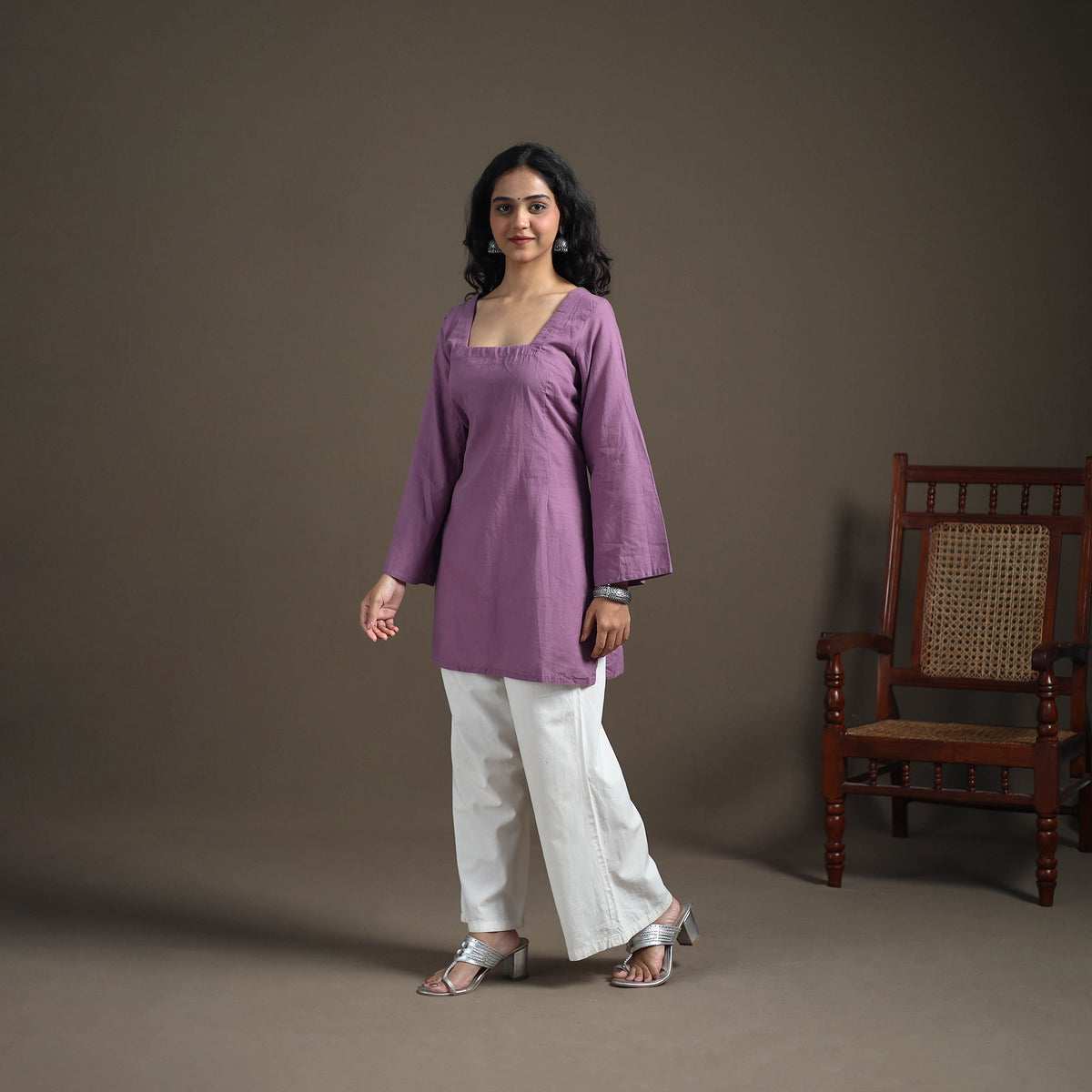Jacquard Cotton Short Kurta for Women 34