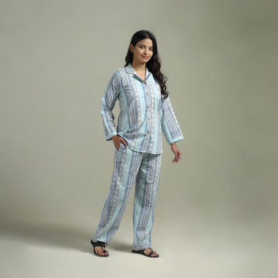 Sanganeri Floral Printed Cotton Night Suit for Women 20