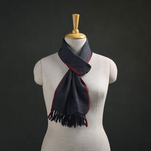 Black - Kumaun Handwoven Pure Merino Wool Scarf 202