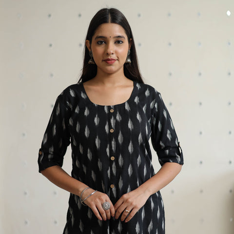 Buy Pochampally Ikat Weave Cotton Long Straight Kurta 37 Online at iTokri.com