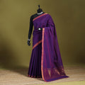 Purple - handloom cotton zari border mangalagiri saree 06