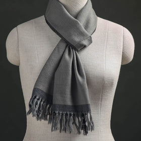 Grey - Kumaun Handwoven Pure Merino Wool Scarf 203