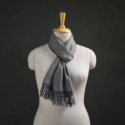Grey - Kumaun Handwoven Pure Merino Wool Scarf 203