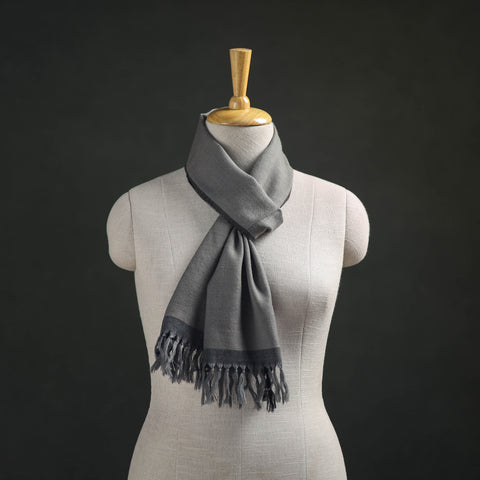 Grey - Kumaun Handwoven Pure Merino Wool Scarf 203