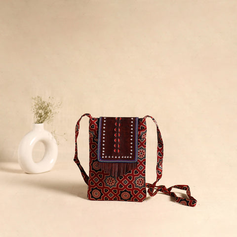 Traditional Kutch Mashru Silk Leather Flap Sling Bag 61