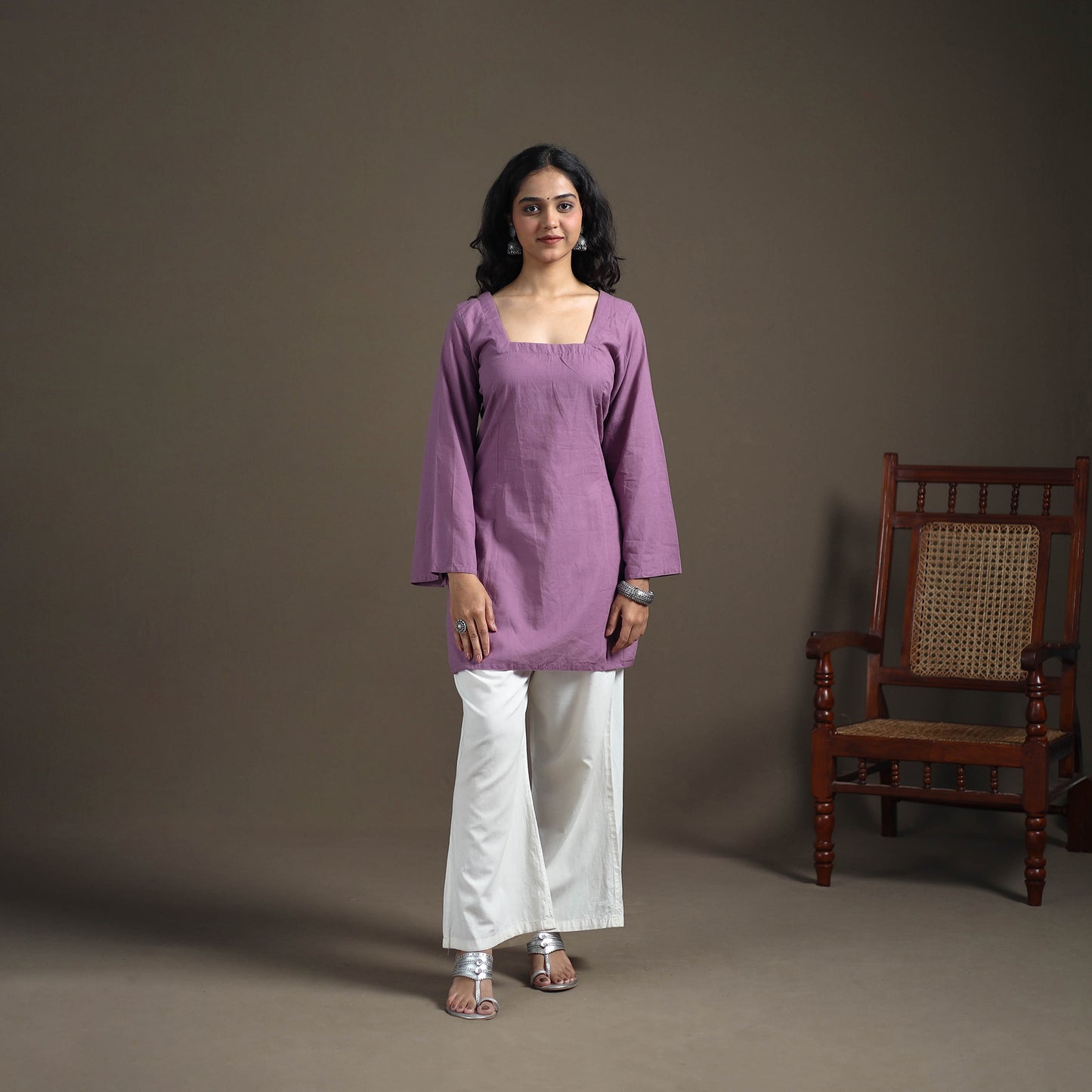 Jacquard Cotton Short Kurta for Women 34