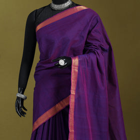 Purple - handloom cotton zari border mangalagiri saree 06
