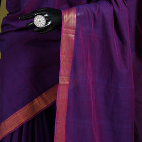 Purple - handloom cotton zari border mangalagiri saree 06