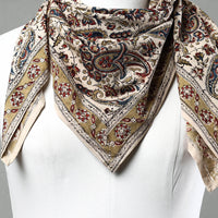 Beige - Pedana Kalamkari Block Printed Natural Dyed Cotton Scarf 19