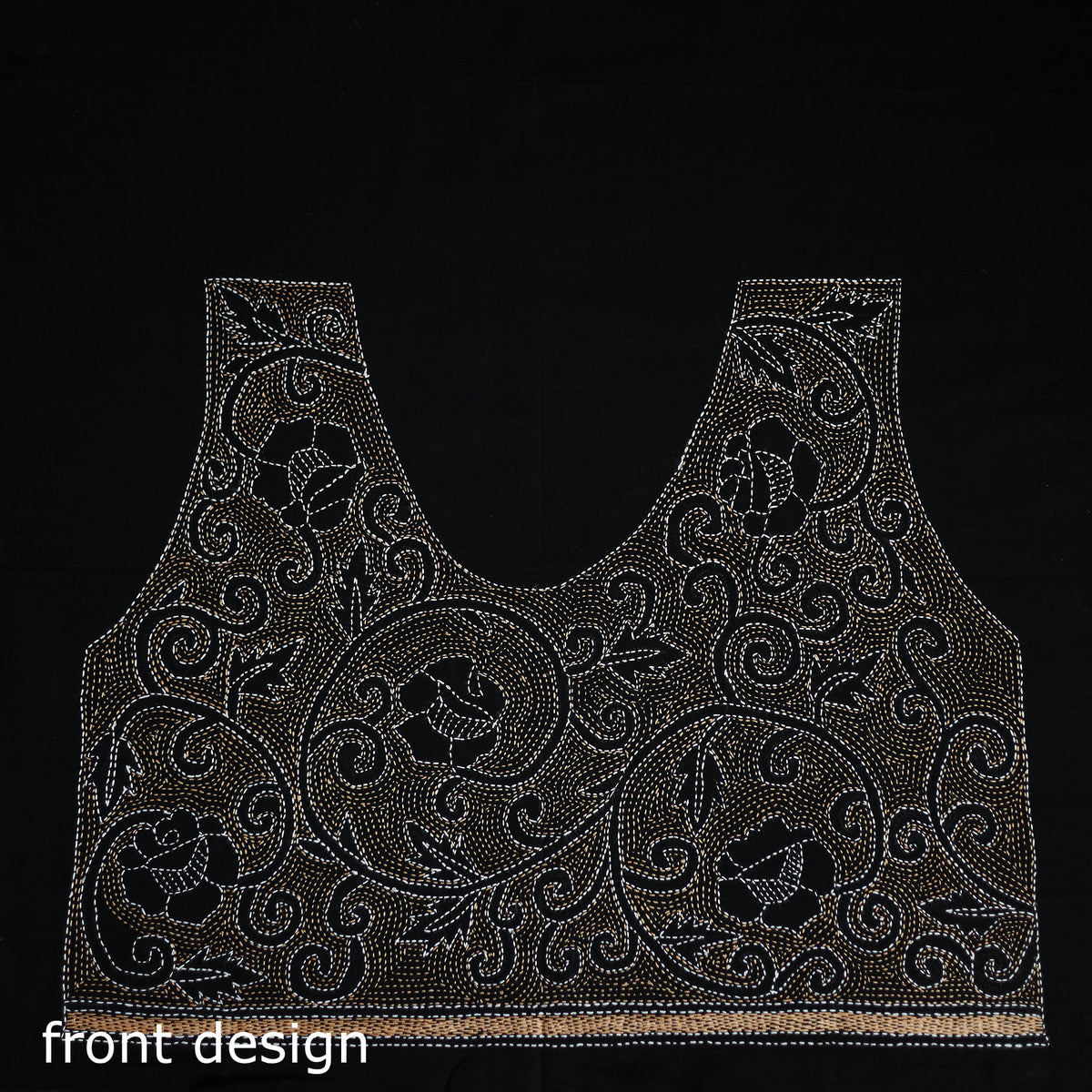 Bengal Kantha Hand Embroidered Cotton Blouse Piece 35