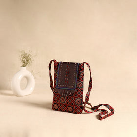 Traditional Kutch Mashru Silk Leather Flap Sling Bag 61