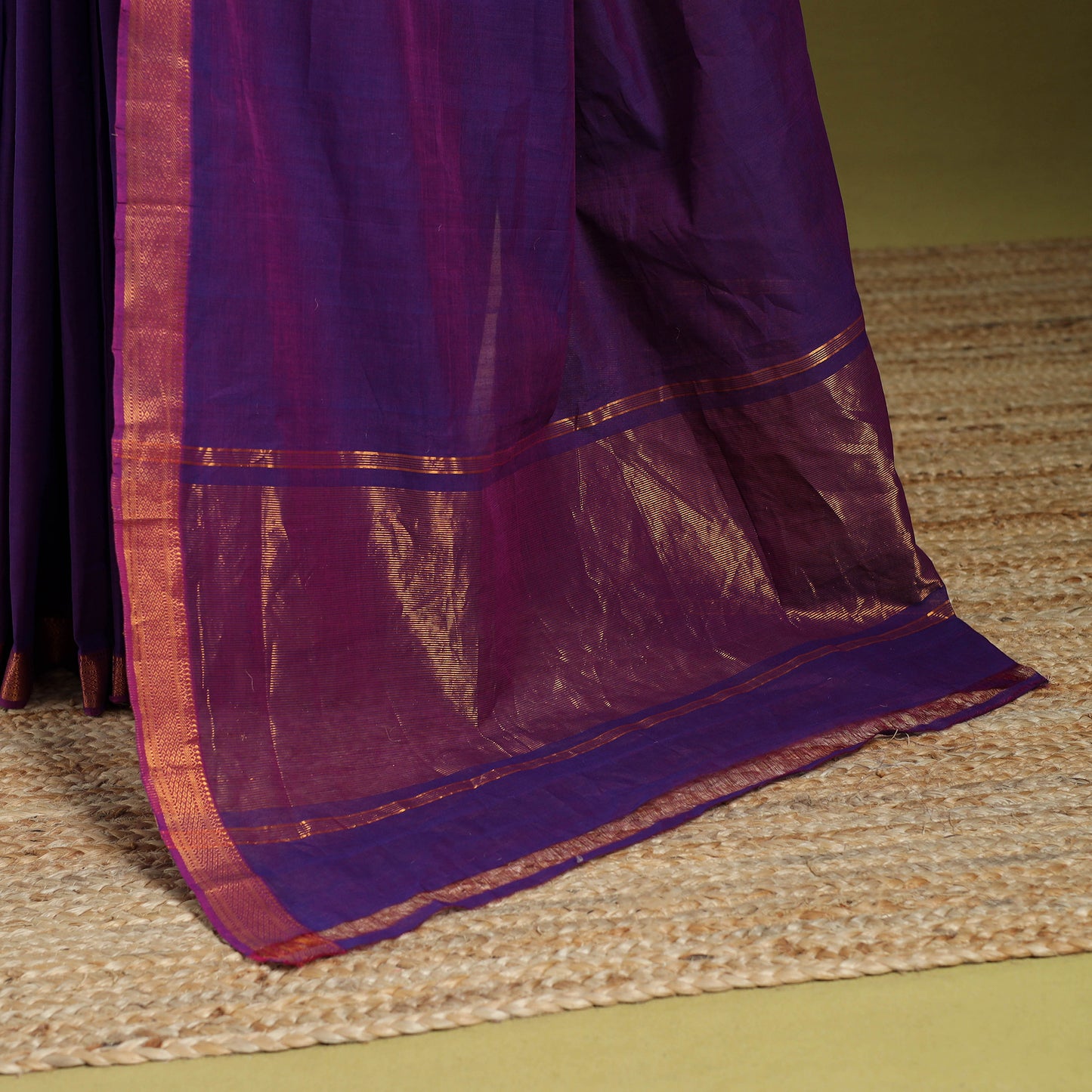 Purple - handloom cotton zari border mangalagiri saree 06
