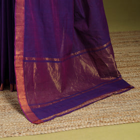 Purple - handloom cotton zari border mangalagiri saree 06