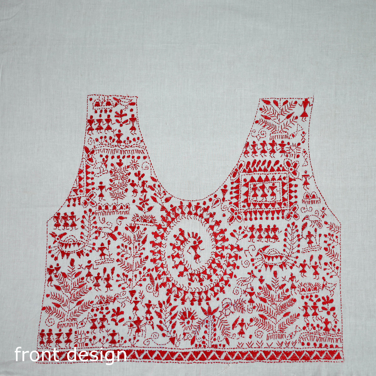 Bengal Kantha Hand Embroidered Cotton Blouse Piece 34