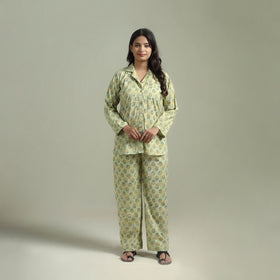 Sanganeri Floral Printed Cotton Night Suit for Women 16