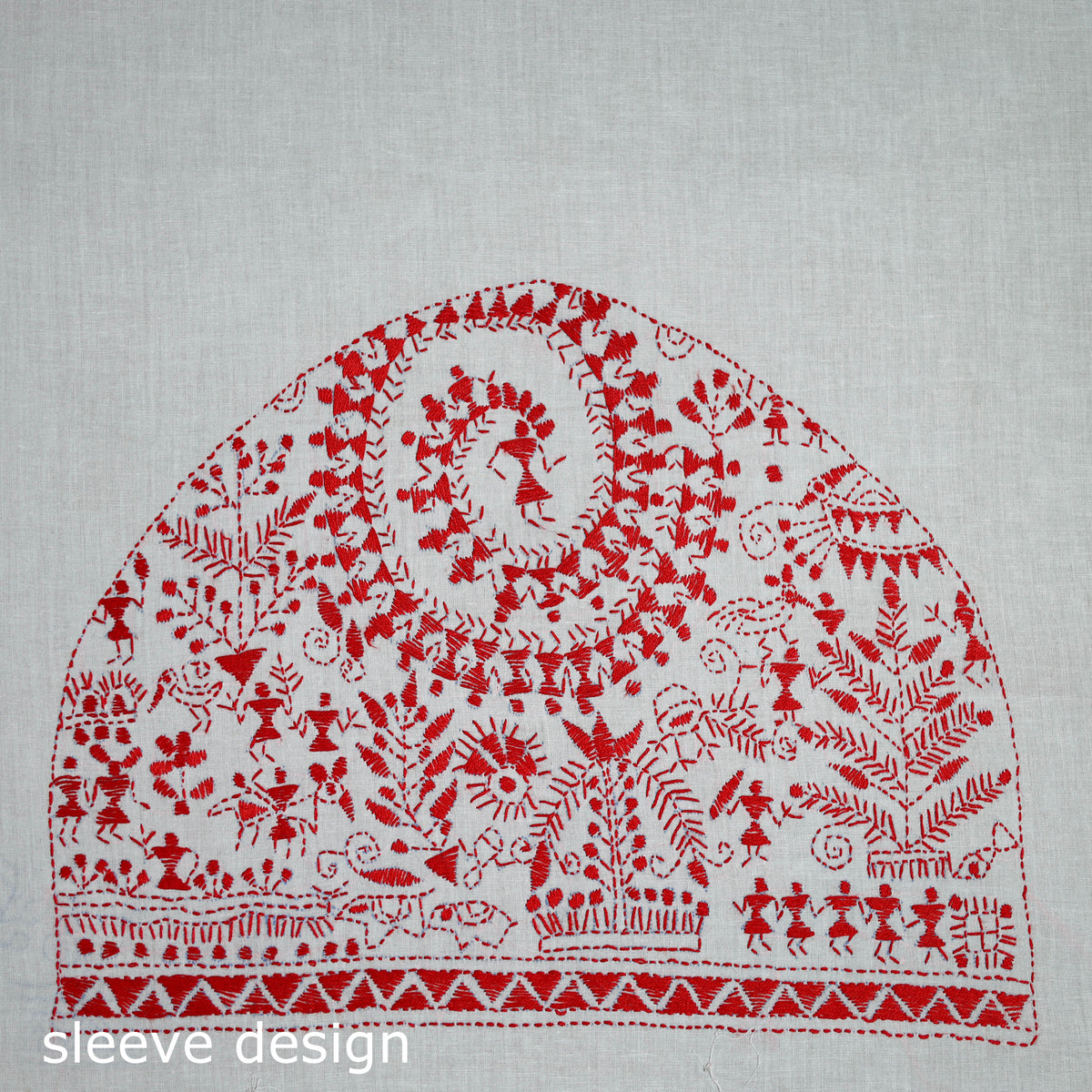 Bengal Kantha Hand Embroidered Cotton Blouse Piece 34