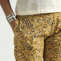 Yellow - Kalamkari Block Printed Cotton Elasticated Pant