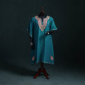 Blue - Kashmiri Kashida Hand Embroidered Cotton Kaftan (Medium) 16