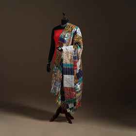 Bengal Hand Embroidery Patchwork Reversible Silk Kantha Dupatta 44