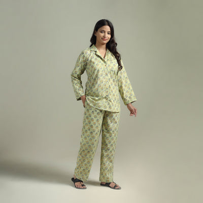 Sanganeri Floral Printed Cotton Night Suit for Women 16