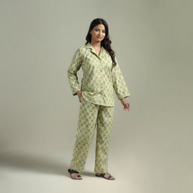 Sanganeri Floral Printed Cotton Night Suit for Women 16