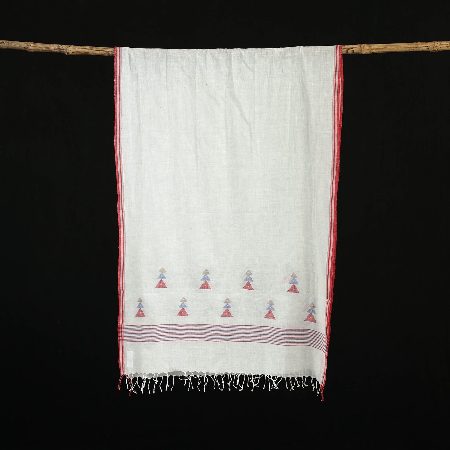 Burdwan Jamdani Handloom Cotton Stole with Tassels 06